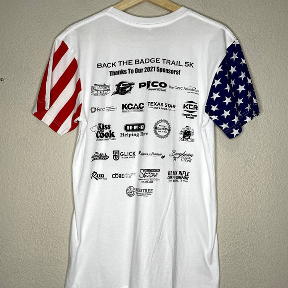 5K Run Shirt Red White Blue 9/11/2021 Back The Badge Twin Towers Remembrance Run - Picture 2 of 12